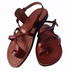New Brown Biblical leather Jesus Strap Sandal Shoes Women Size 8 (European 39)